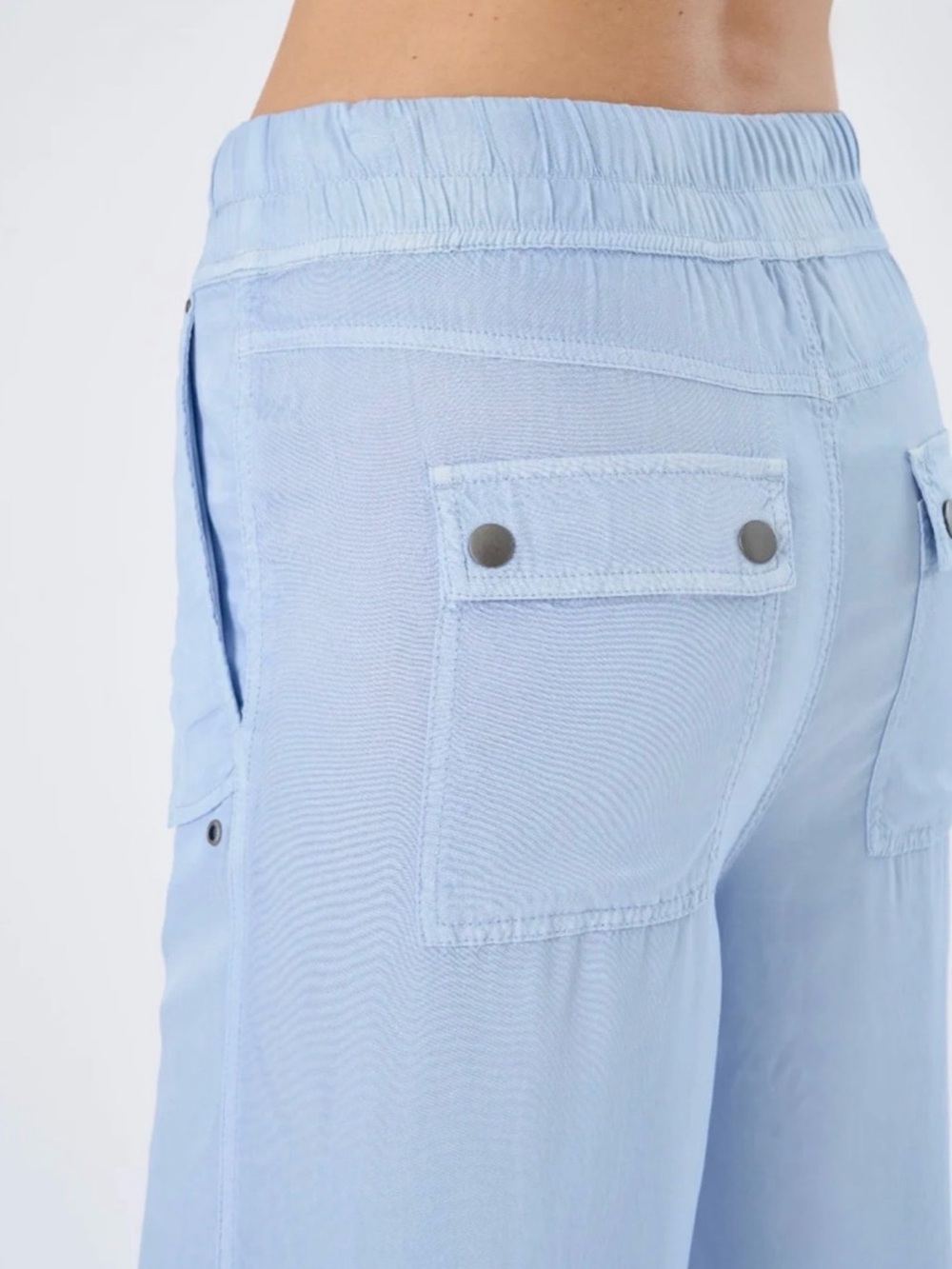 Marrakech Silky Soft Flowy Drape Wide Leg Flare Pant Casual Lounge Chambray SZ L